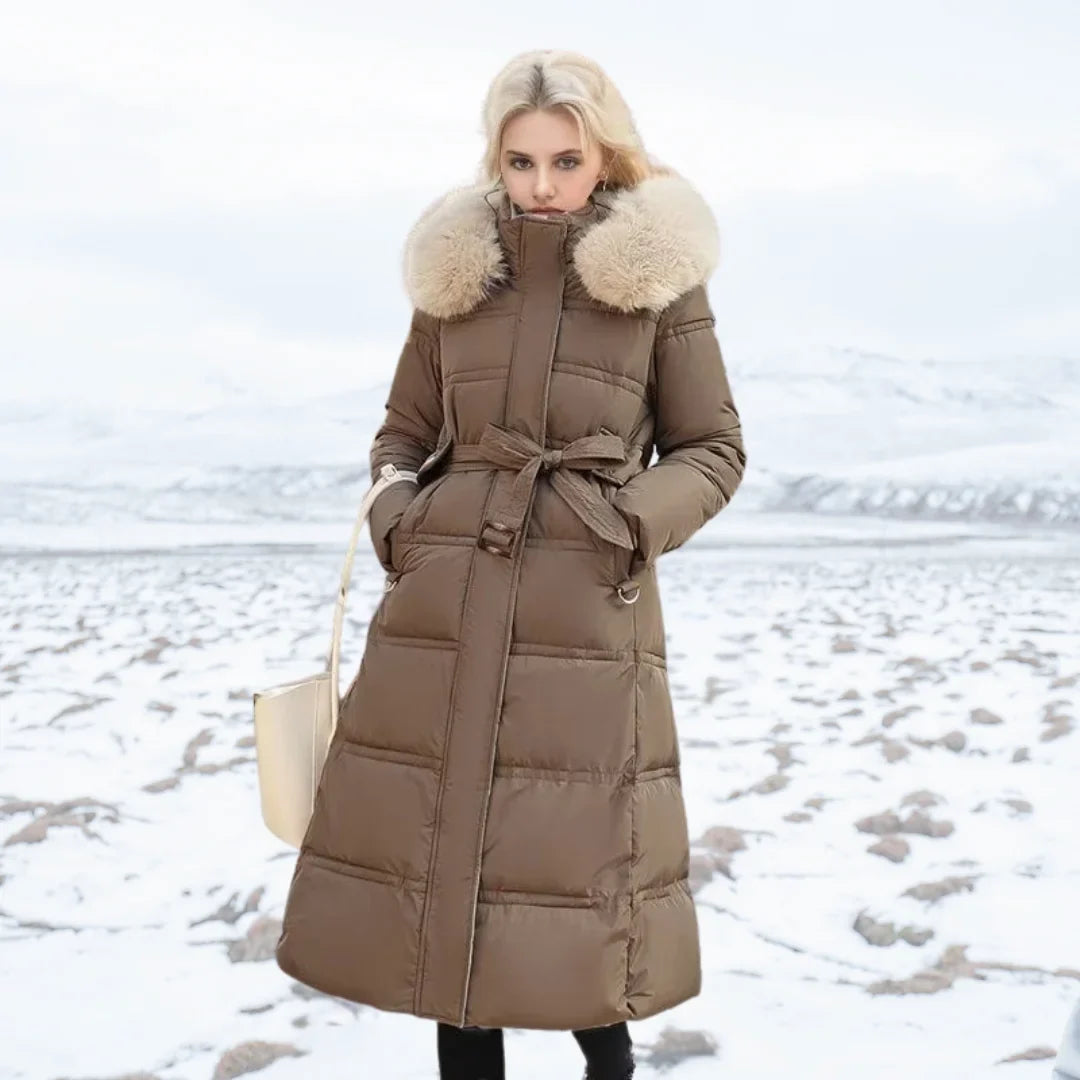 Women's Long Padded Jacket with Hood