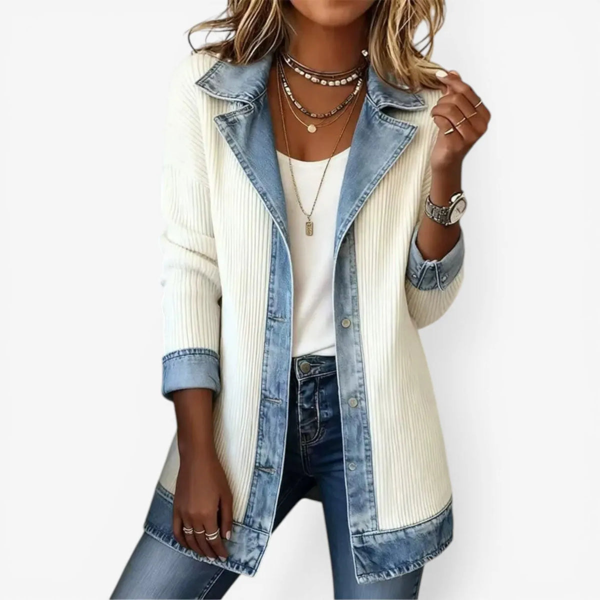 Women’s Casual Longline Jacket with Button Closure