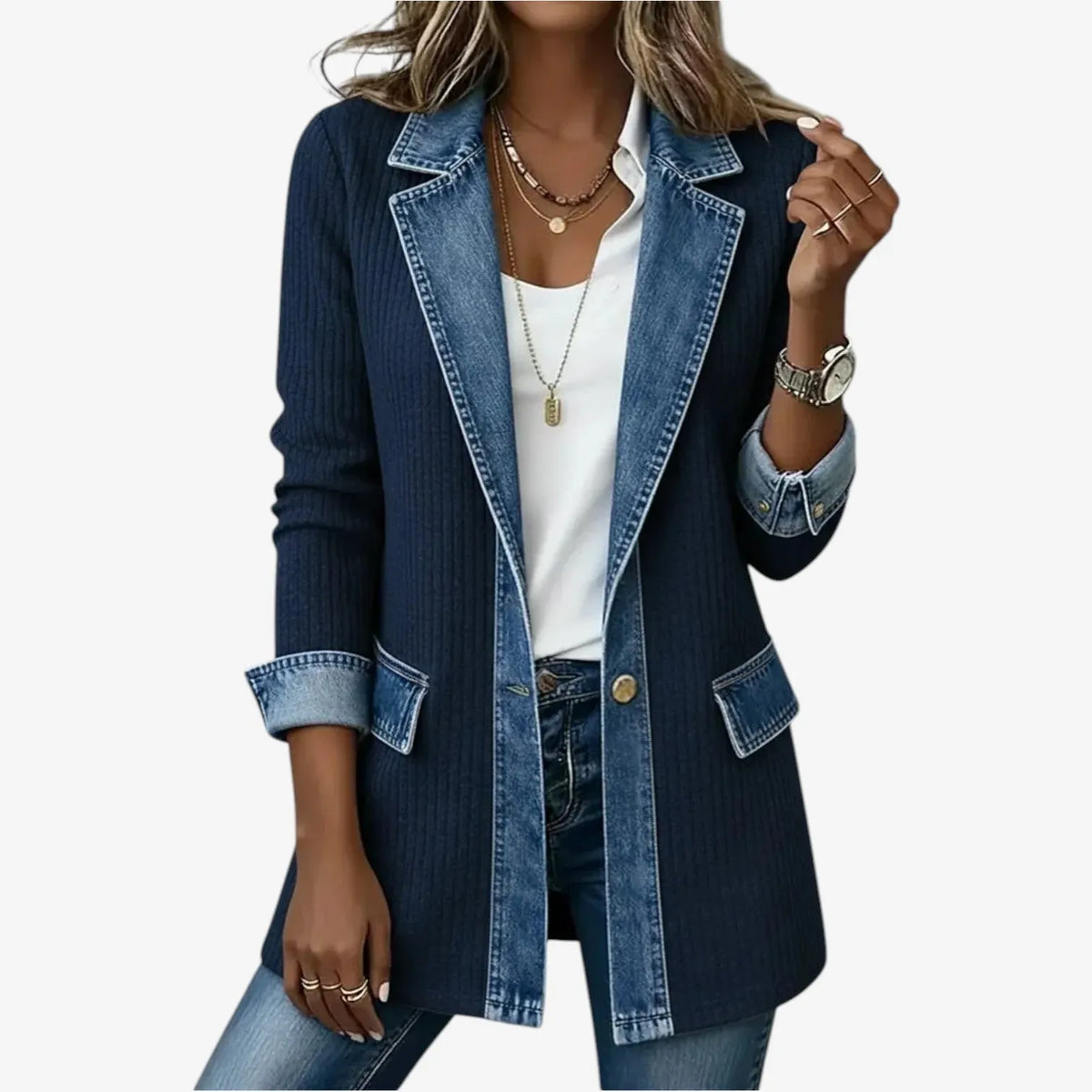 Women’s Casual Longline Jacket with Button Closure