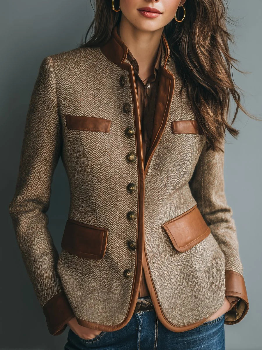 Women’s Casual Vintage Blazer with Front Pockets