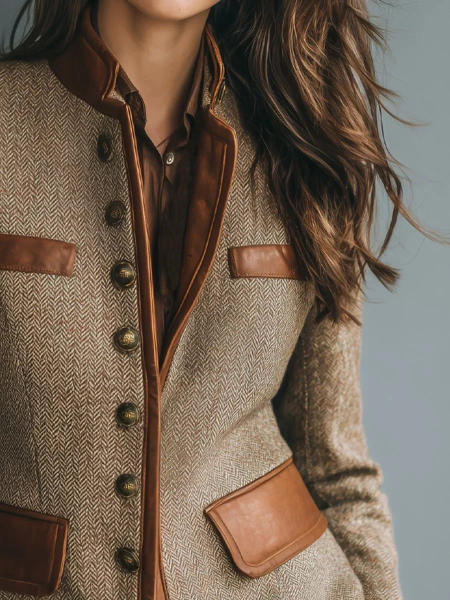 Women’s Casual Vintage Blazer with Front Pockets