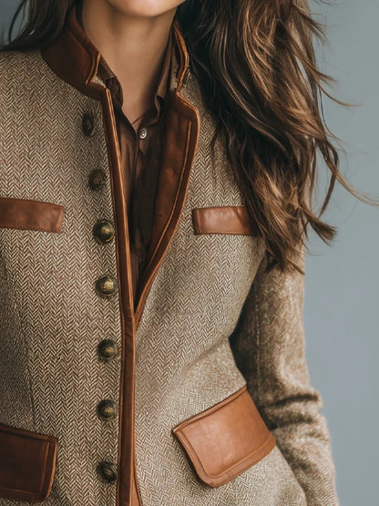 Women’s Casual Vintage Blazer with Front Pockets