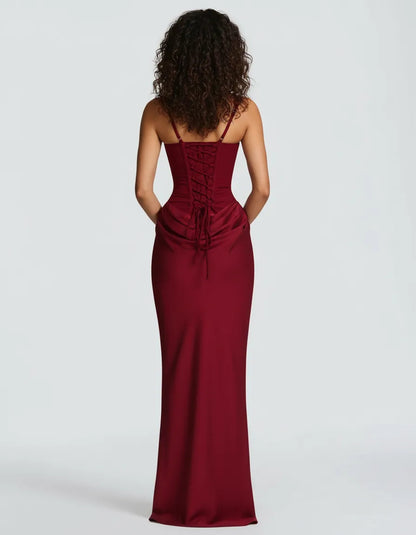 Women's Elegant Bodycon Maxi Wedding Guest Dress with Square Neck