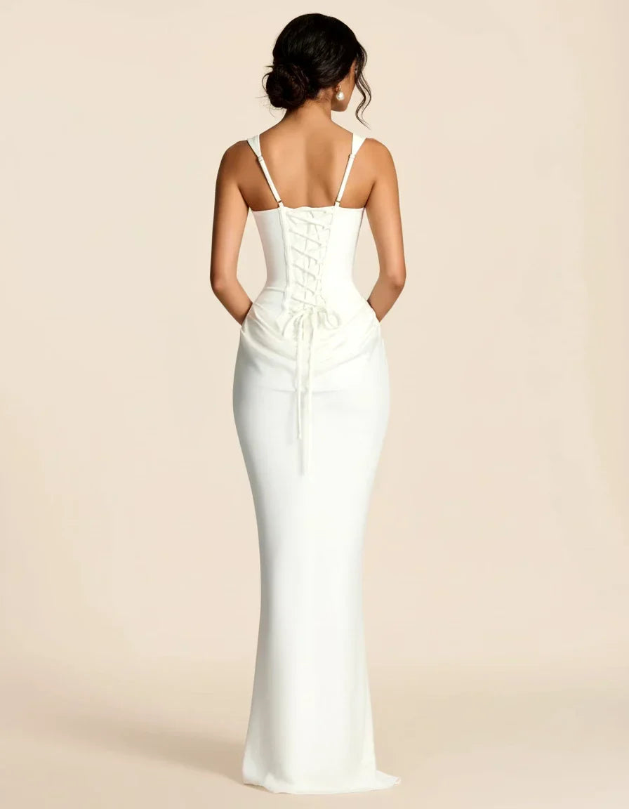 Women's Elegant Bodycon Maxi Wedding Guest Dress with Square Neck